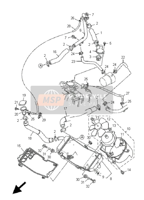 Yamaha XP500A T-MAX 2007 Radiateur & Tuyau pour un 2007 Yamaha XP500A T-MAX